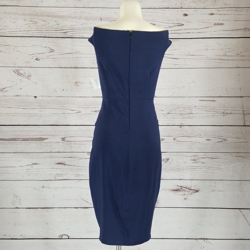Navy Neiman Marcus Lace-Up Dress - Picture 2 of 5